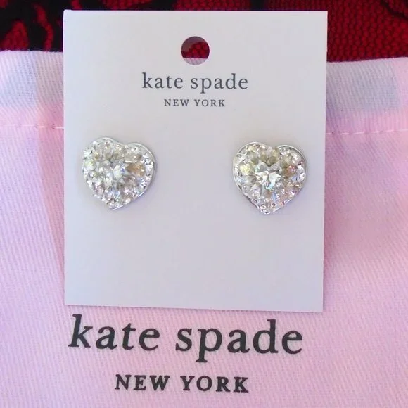 ♠️ Kate Spade ♠️ Sparkly Heart Clay Pave Studs - Picture 2 of 8